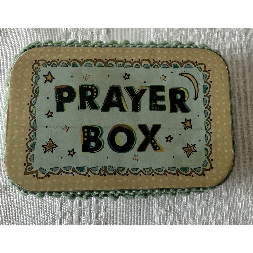 Natural Life Prayer Box Cute Moon And Stars New W/ Pen & Pad Tin Metal